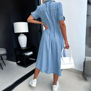 Martine - Robe de soirée denim chic